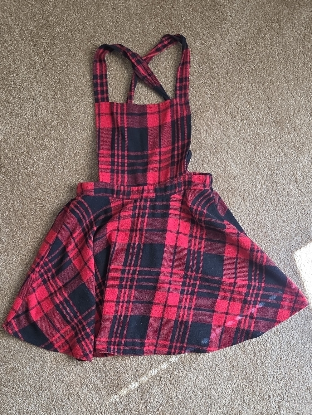 10/$15 CLEAROUT Red Plaid Pinafore Mini Dress